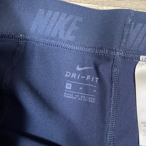 Nike Athletic Dri-Fit Mid Rise Fitted Spandex Shorts Navy Blue Women’s Size M - Picture 7 of 9